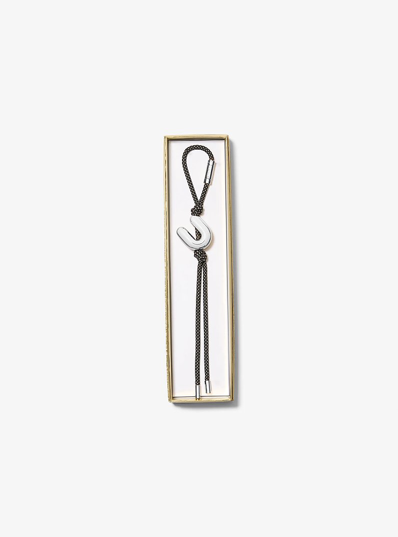 Initial Silver-Tone and Speckled Cord Bag Charm in SH RHODIUM | Michael Kors