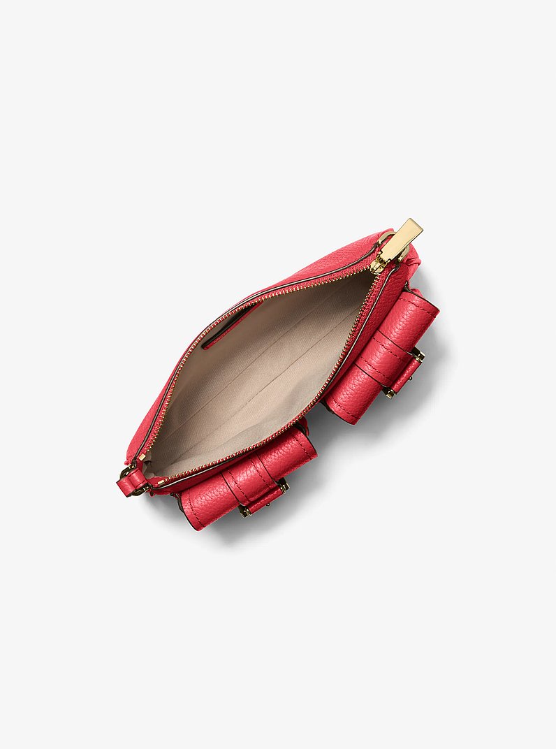 Zoe Small Pebbled Leather Pochette in CRIMSON | Michael Kors