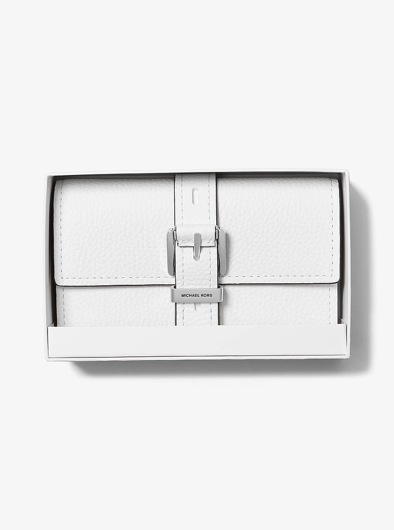 Nolita Medium Pebbled Leather Tri-Fold Wallet in OPTIC WHITE | Michael Kors