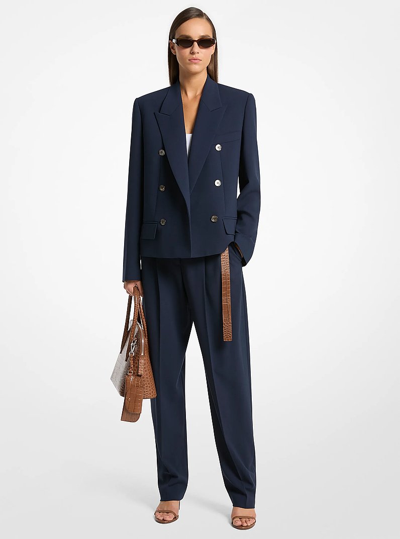 Blazer de almirante de sarga de lana con doble botonadura in AZUL MEDIANOCHE | Michael Kors
