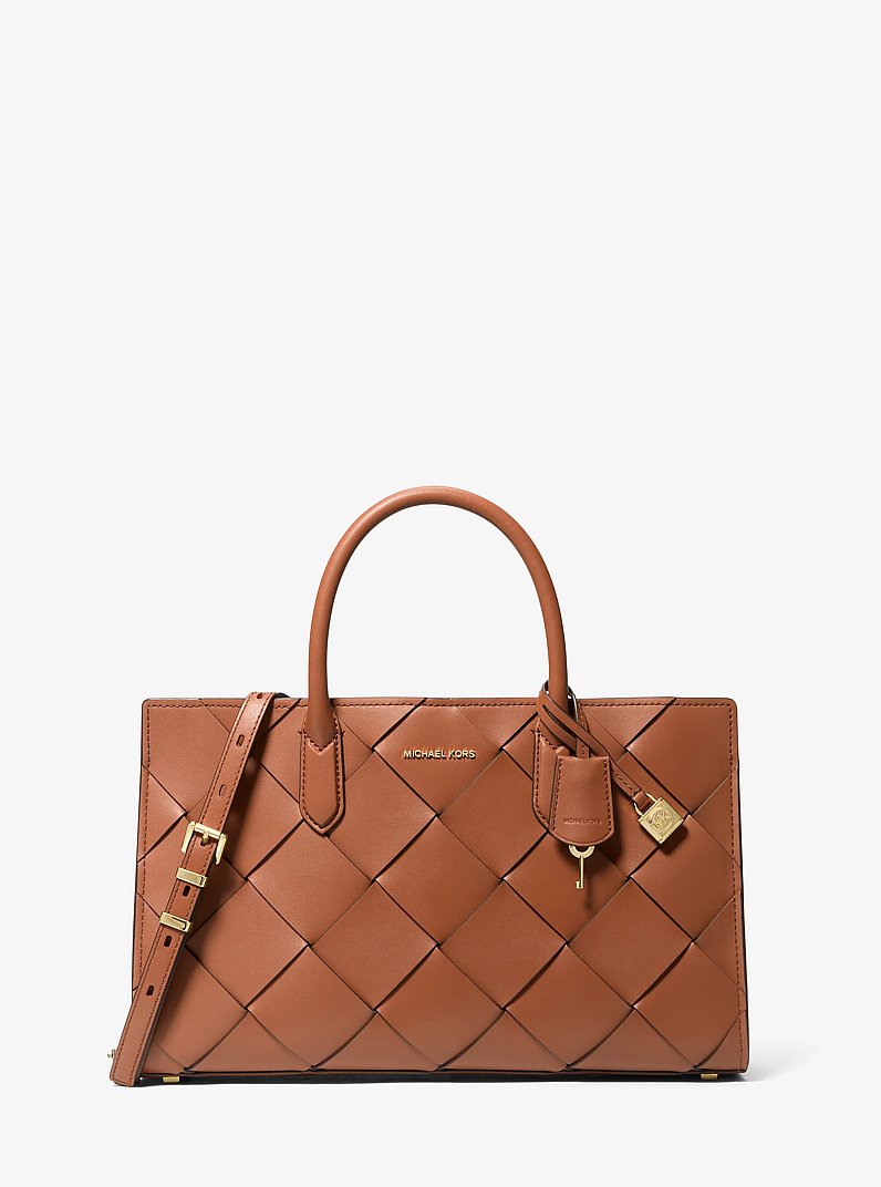Sac Scarlett de taille moyenne en cuir tress&eacute; in VALISE | Michael Kors