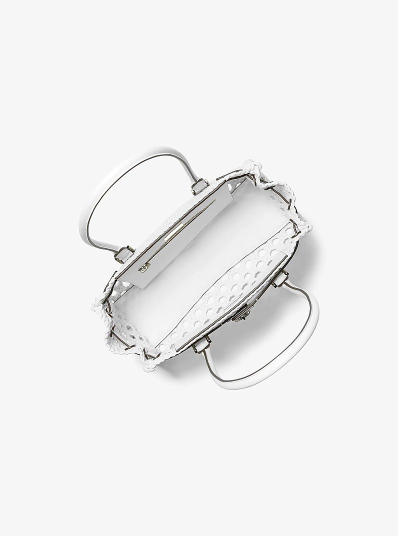 Hamilton Moderne Small Hand-Woven Satchel in OPTIC WHITE | Michael Kors
