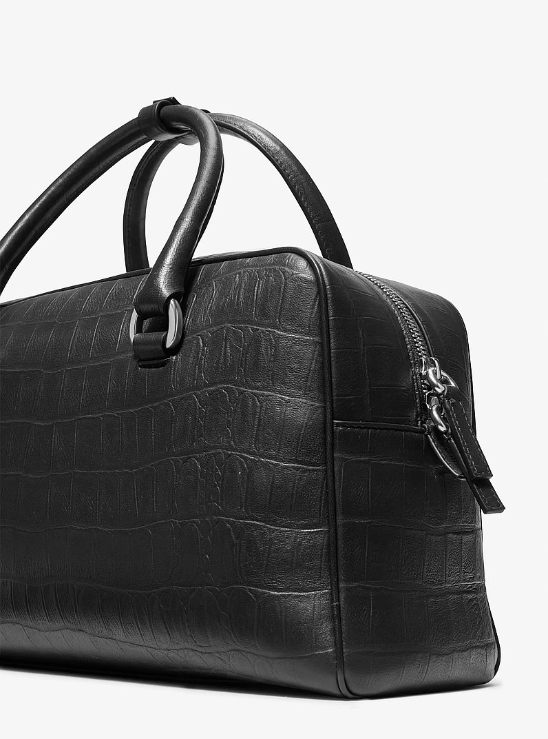 Kasia Medium Leather Satchel in BLACK | Michael Kors