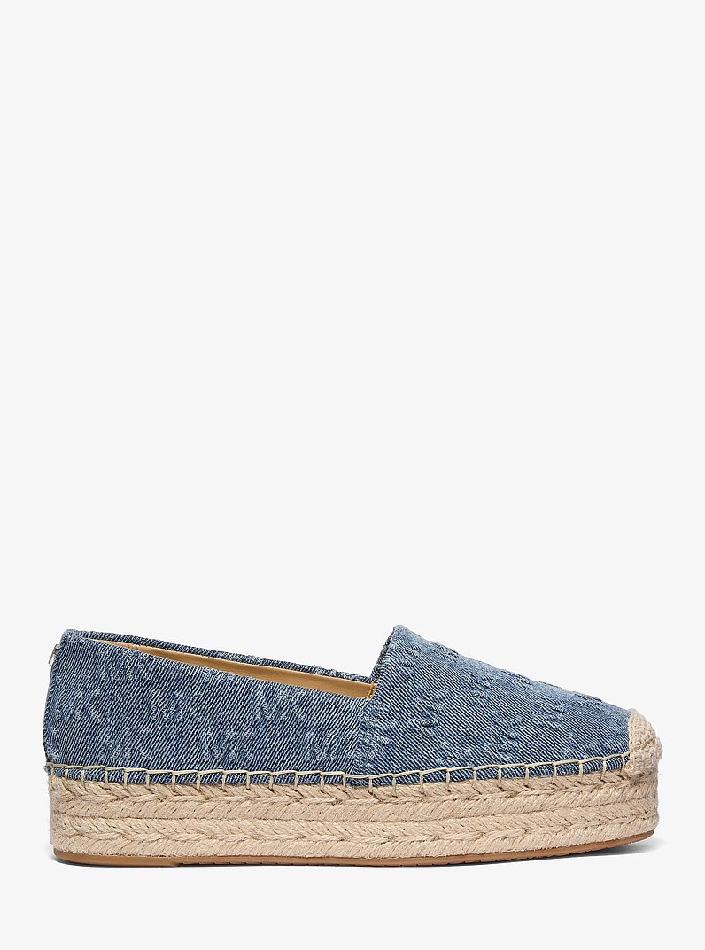 Plateau-Espadrille Lynn aus Denim mit Logopr&auml;gung in UNION-WASCHUNG | Michael Kors