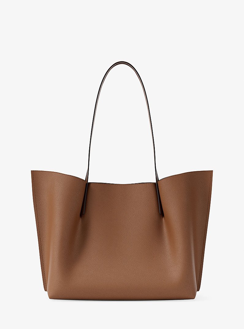 Emilia Large Pebbled Leather Tote Bag in LUGGAGE | Michael Kors