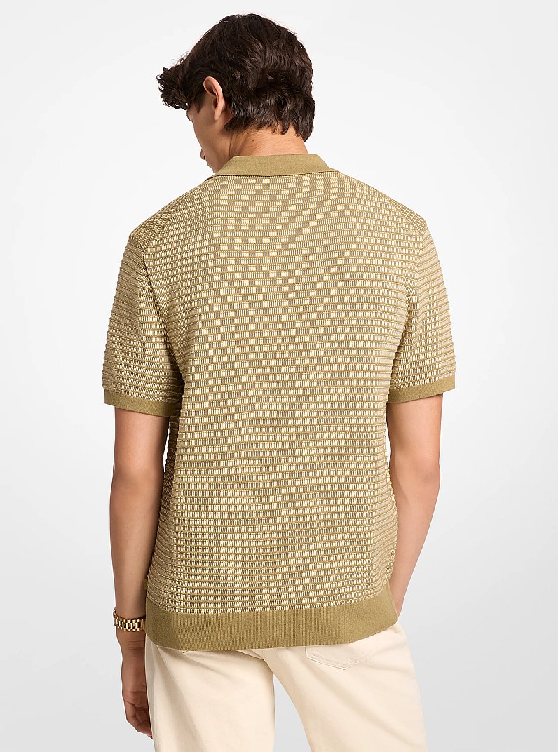 Two-Tone Knit Polo Shirt in OREGANO | Michael Kors