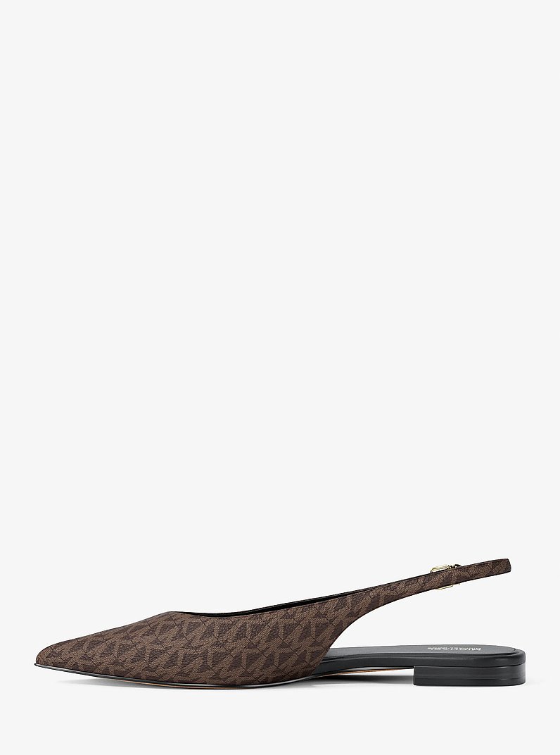 Amali Signature Logo Slingback Flat in BROWN | Michael Kors