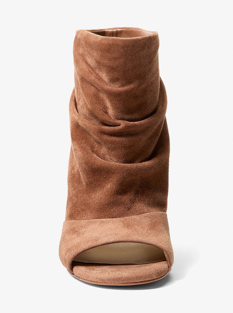 Raelynn Suede Open-Toe Ankle Boot in LUGGAGE | Michael Kors