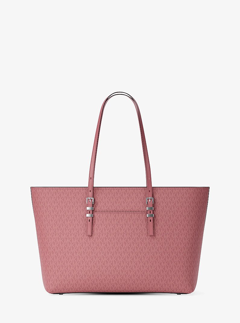 Quinn Large Signature Logo and Leather Tote Bag in BOIS DE ROSE | Michael Kors