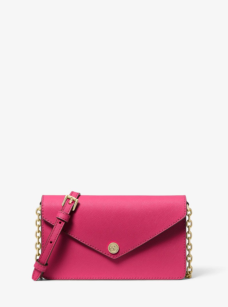 Petit sac &agrave; bandouli&egrave;re enveloppe en cuir Saffiano