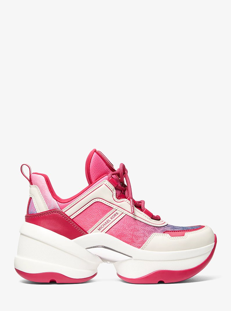 Olympia Ombr&eacute; Signature Logo Trainer in DK RASPBERRY | Michael Kors