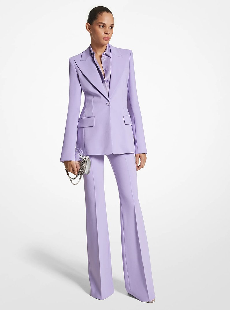 Haylee Stretch Pebble Crepe Flared Trousers in FREESIA | Michael Kors