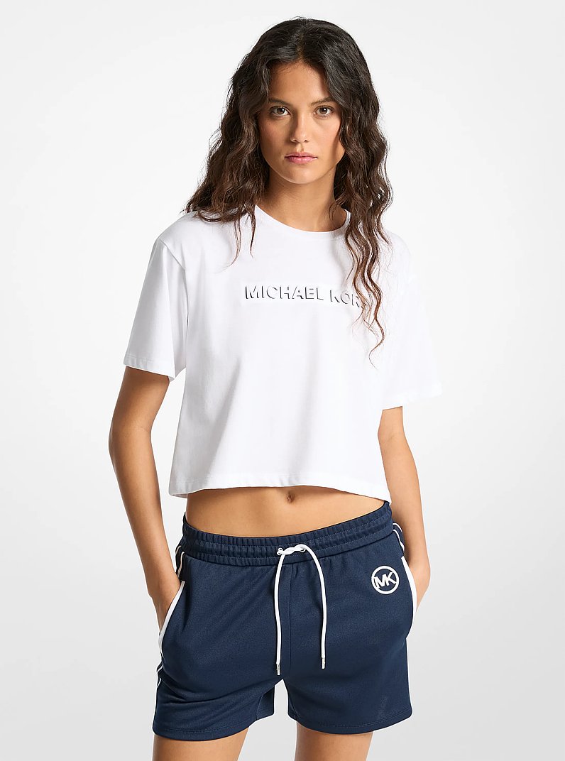 Logo Embossed Cotton T-Shirt in WHITE | Michael Kors