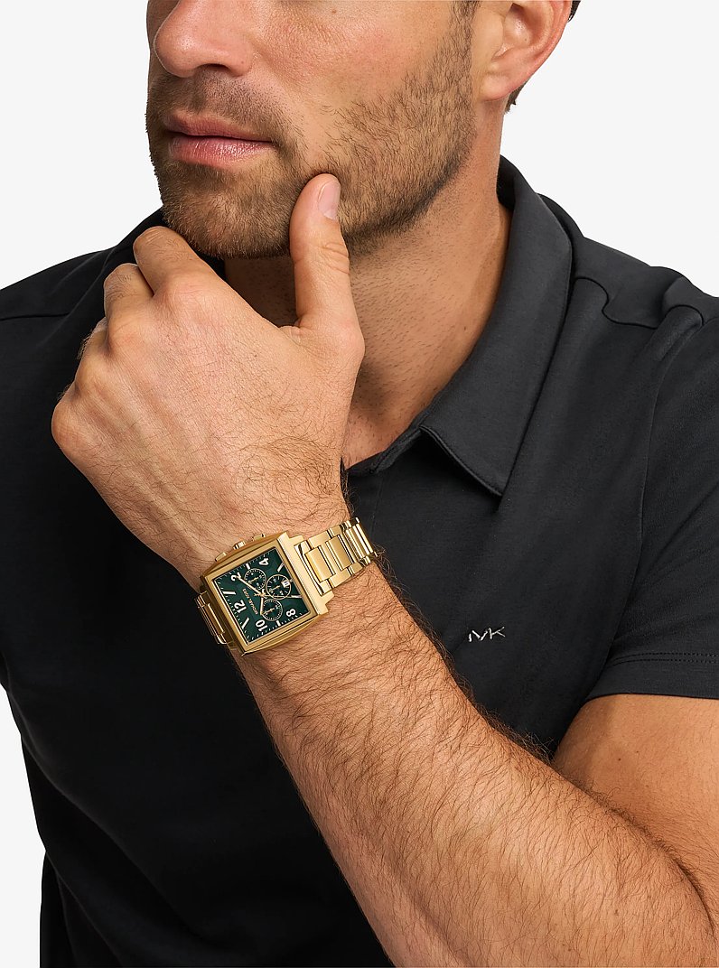 Oversized Rhys Gold-Tone Watch in GOLD | Michael Kors