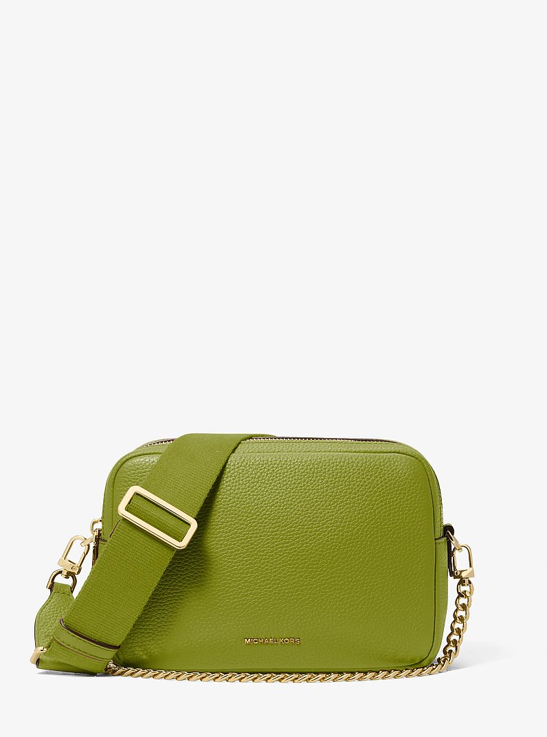 Bryant Medium Pebbled Leather Camera Crossbody Bag in MEADOW GREEN | Michael Kors