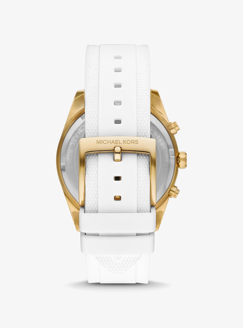 Oversized Hadyn Pav&eacute; Gold-Tone Watch in OPTIC WHITE | Michael Kors
