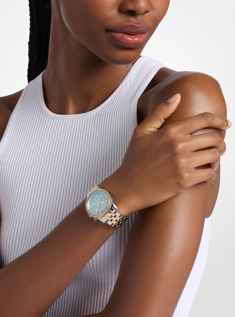 Zweifarbige Armbanduhr Bryant mit Pav&eacute; in ZWEIFARBIG | Michael Kors