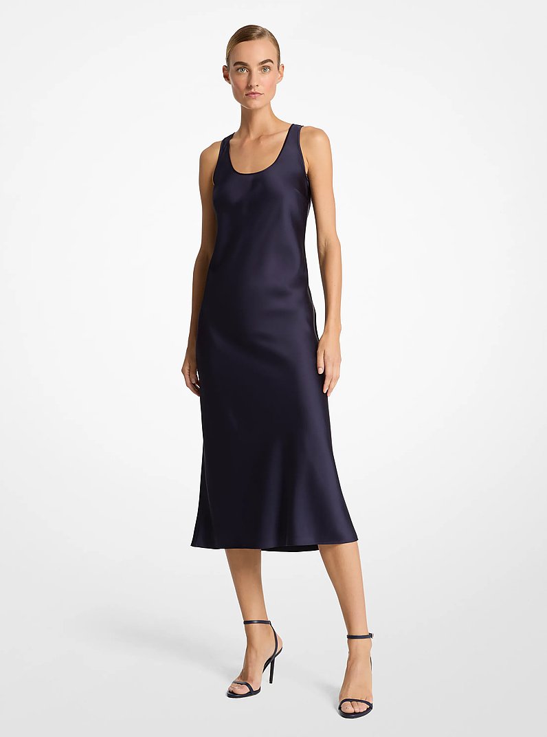 Vestido sin mangas de charmeuse satinado doble in MARITIME | Michael Kors
