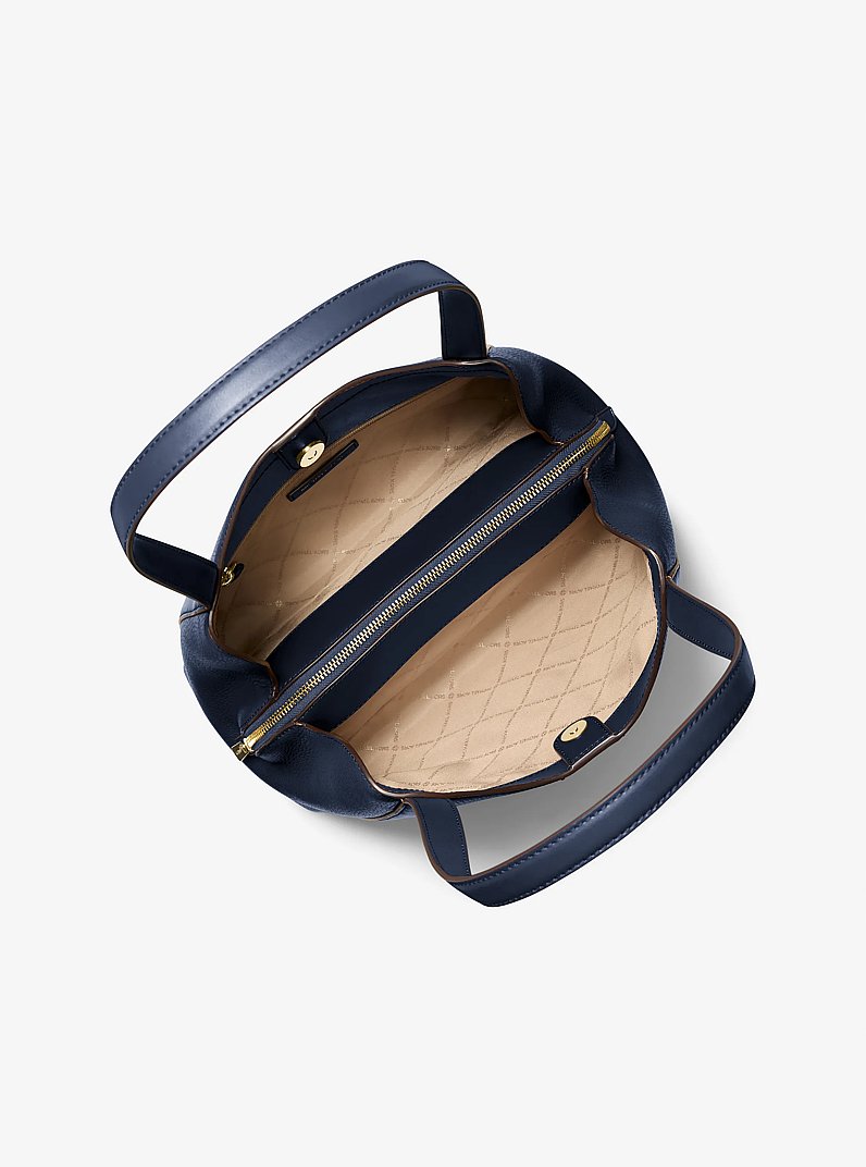 Rosemary Large Pebbled Leather Shoulder Bag in NAVY | Michael Kors