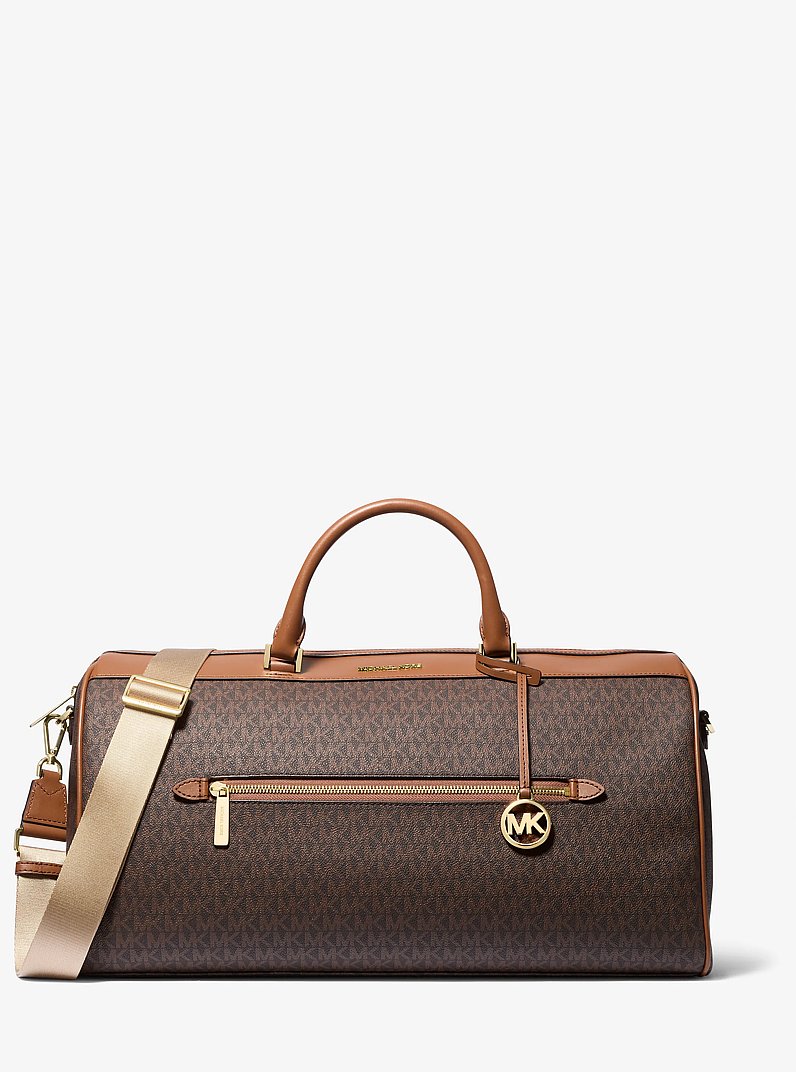 Jet Set Travel Extra-Large Signature Logo Duffel Bag in BROWN | Michael Kors