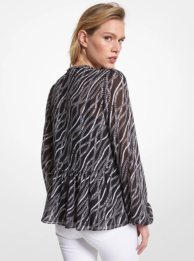 Status Print Georgette Tunic in BLACK | Michael Kors