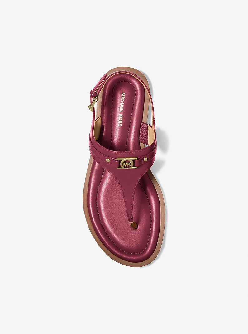 Mandy Leather T-Strap Sandal in MULBERRY | Michael Kors