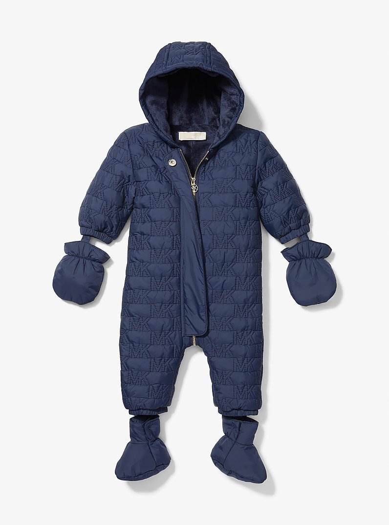 Quilted Signature Logo Baby Snowsuit in NAVY | Michael Kors