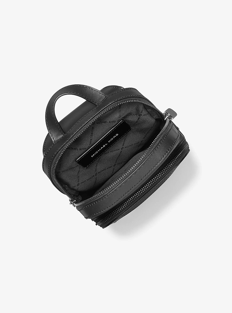 Edison Scratch-Resistant Crossgrain Leather Sling Pack in BLACK | Michael Kors