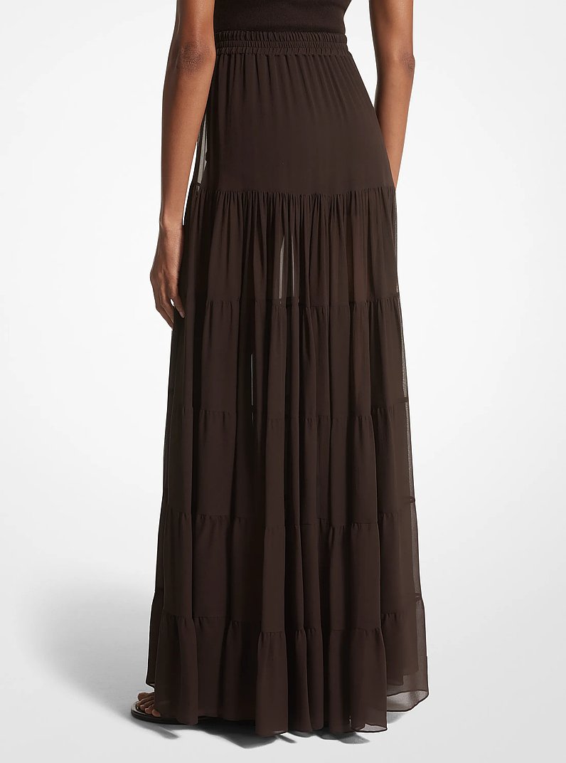 Silk Chiffon Skirt in CHOCOLATE | Michael Kors