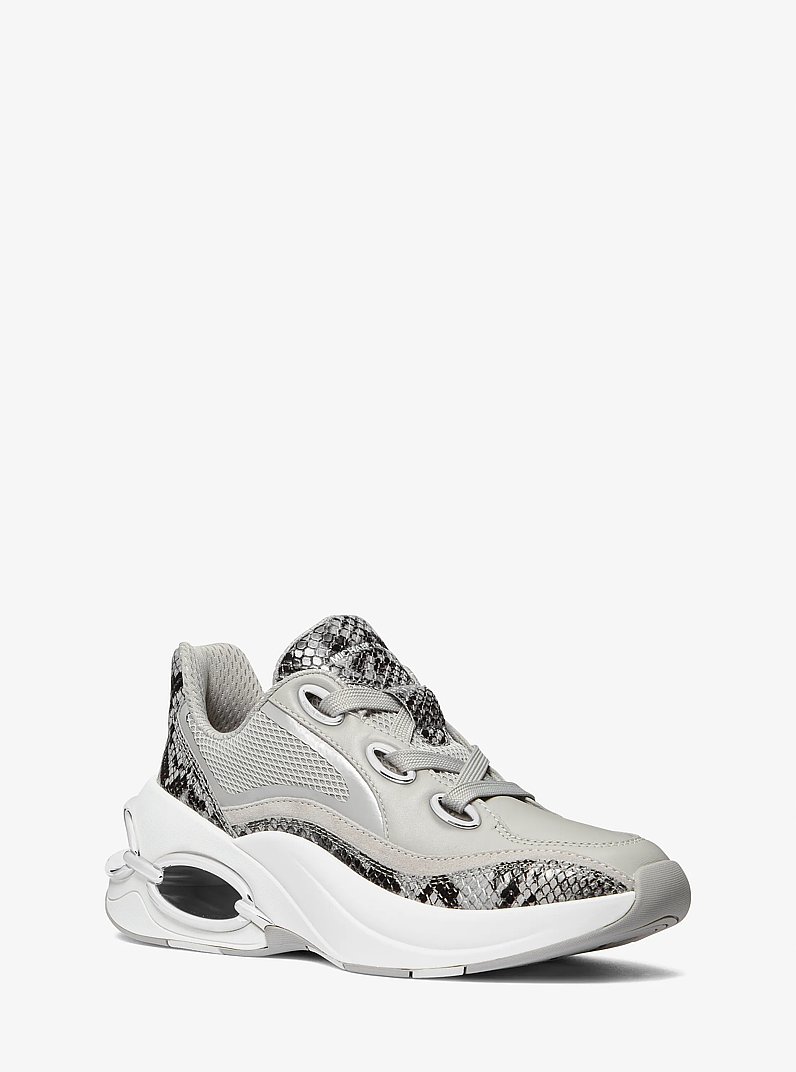 Toni Mixed-Media Trainer in QUARRY GREY | Michael Kors