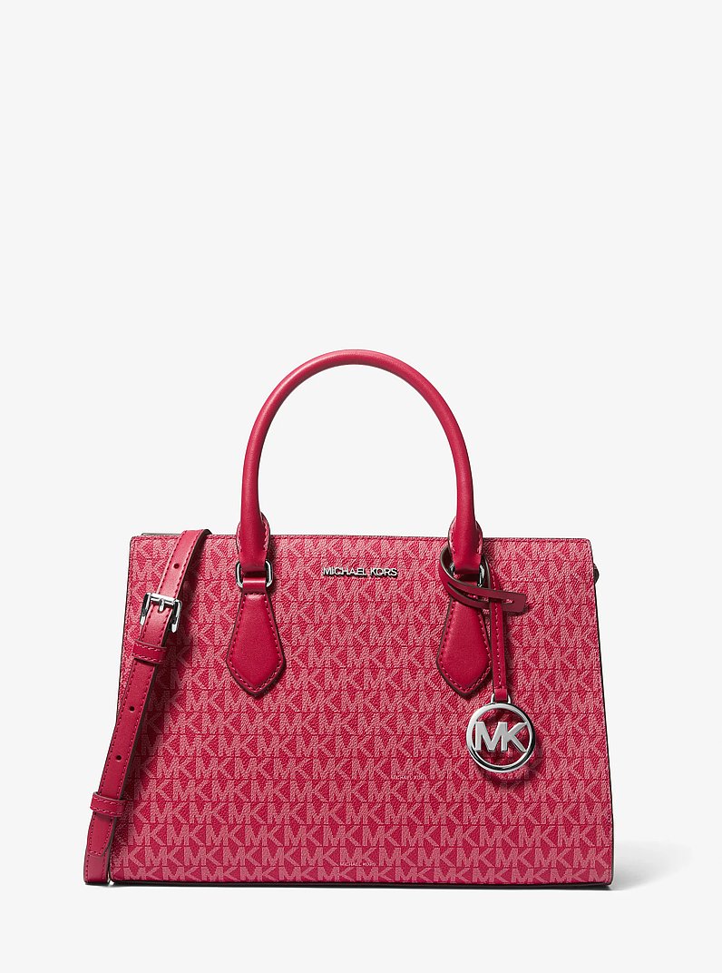 Sheila Medium Signature Logo Satchel in DK RASPBERRY | Michael Kors