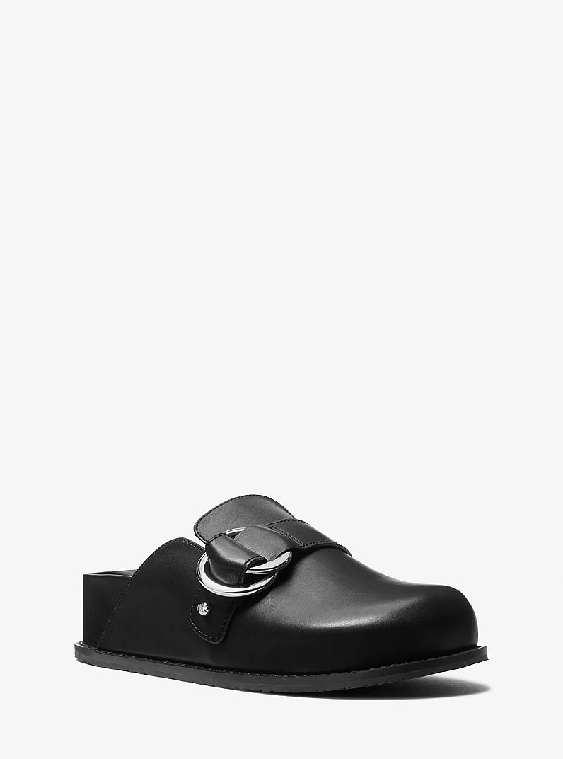 Jaden Leather Clog in BLACK | Michael Kors
