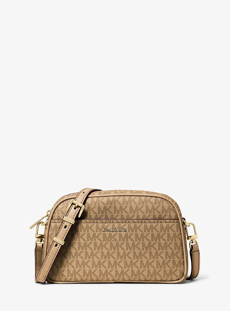 Jet Set Small Signature Logo Camera Crossbody Bag in HUSK | Michael Kors