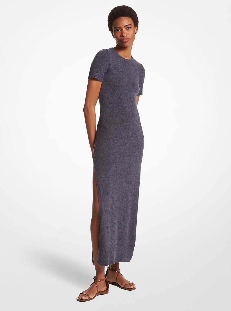 Stretch Cashmere Dress in INDIGO MELANGE | Michael Kors