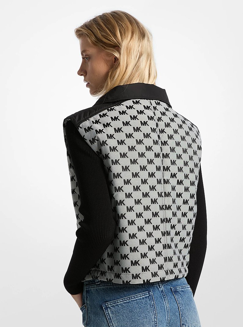 Logo Jacquard Puffer Vest in BLACK | Michael Kors