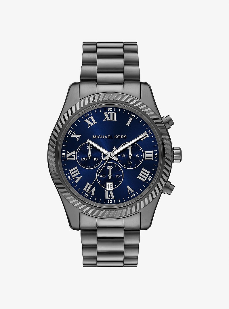 Oversized Lexington Gunmetal-Tone Watch in GUNMETAL | Michael Kors