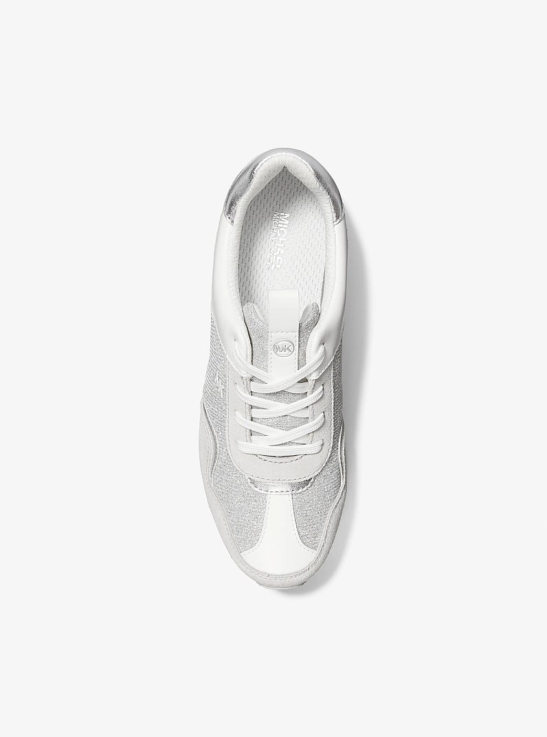 Sneaker Raina in mesh metallizzato glitterato con plateau in ARGENTO | Michael Kors