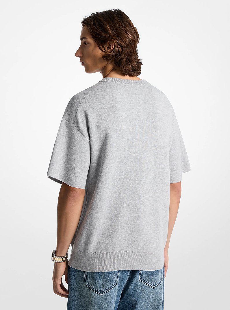 Cotton Short-Sleeve Sweater in HEATHER GREY | Michael Kors