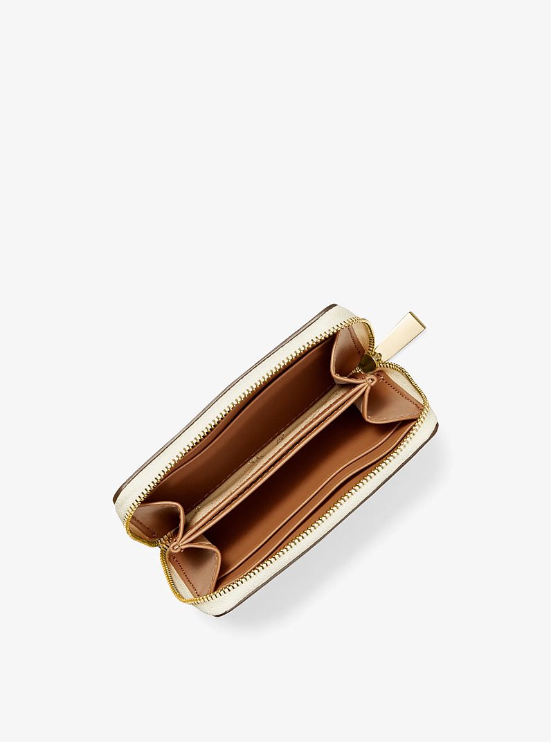 Small Logo and Leather Wallet in VANILLA/ACORN | Michael Kors