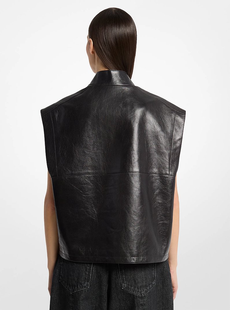Chaleco de piel lavada oversize in NEGRO | Michael Kors