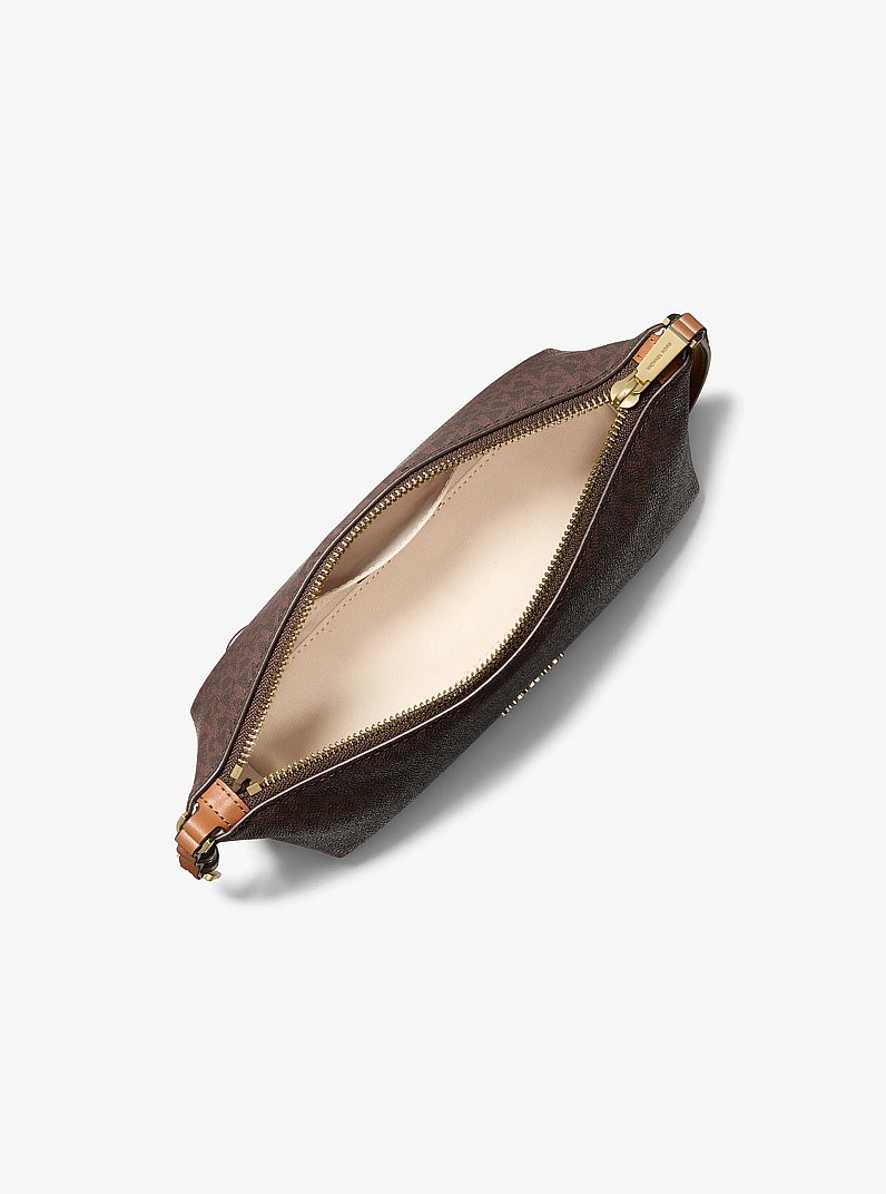 Laila Small Signature Logo Pochette in BRN/ACORN | Michael Kors