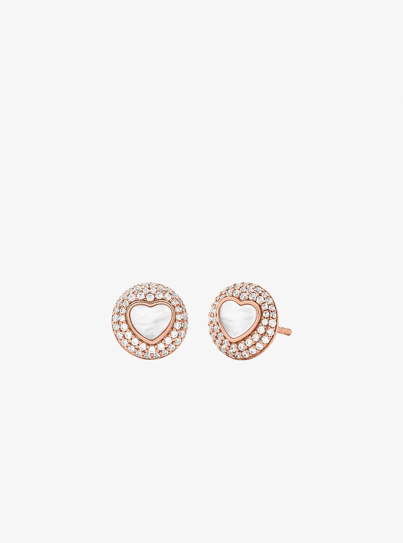 Precious Metal-Plated Pav&eacute; and Mother-of-Pearl Heart Jewelry Gift Set in ROSE GOLD | Michael Kors