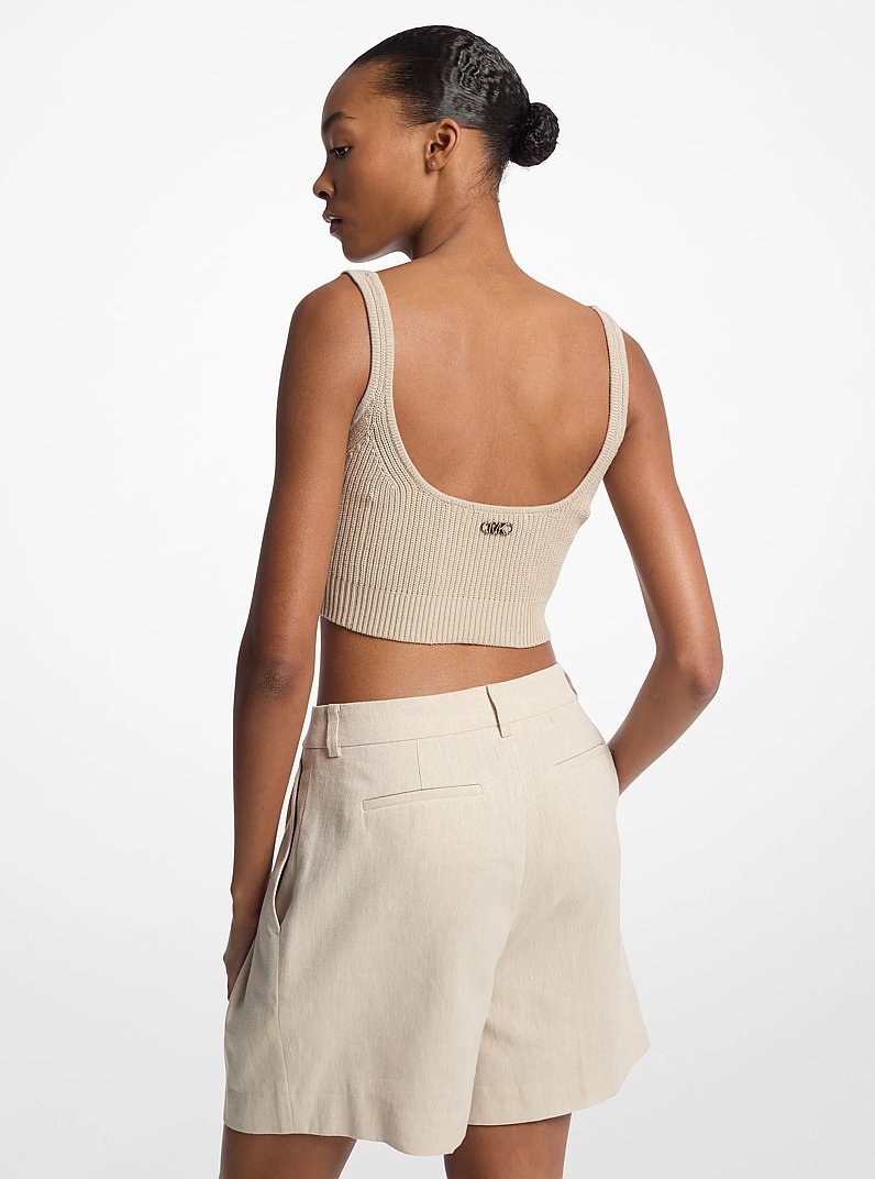 Ribbed Stretch Cotton Tank Top in DUNE | Michael Kors