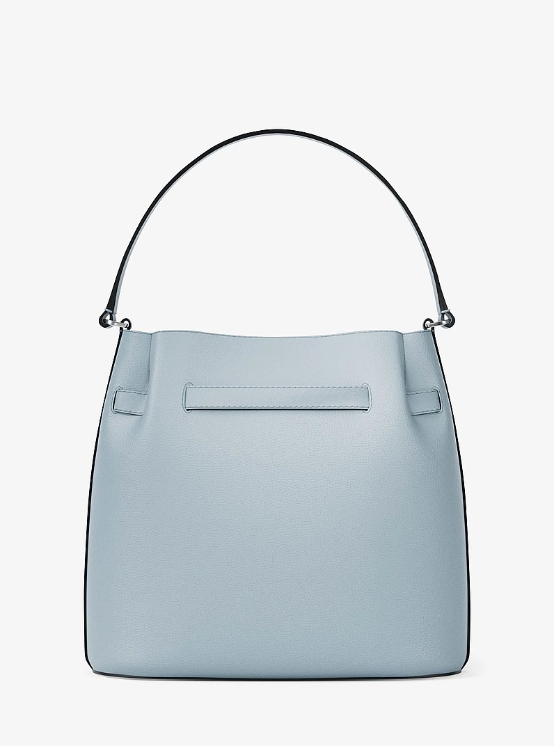 Carson Medium Pebbled Leather Convertible Bucket Crossbody Bag in PALE OCEAN | Michael Kors