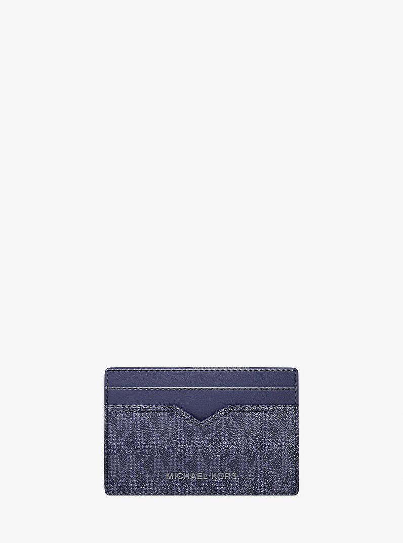 Porta carte di credito Hudson con clip fermasoldi con logo in pelle martellata in ABITO BLUES | Michael Kors