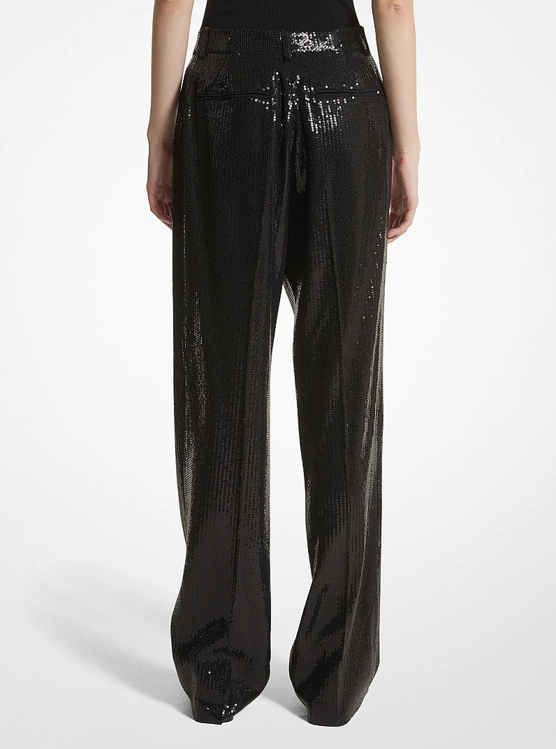 Carolyn Sequined Crepe Sabl&eacute; Straight-Leg Trousers