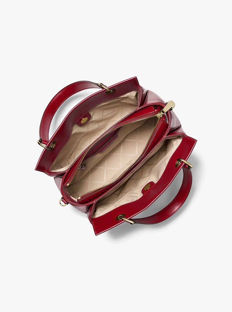 Susan Medium Quilted Leather Satchel in DEEP RED | Michael Kors
