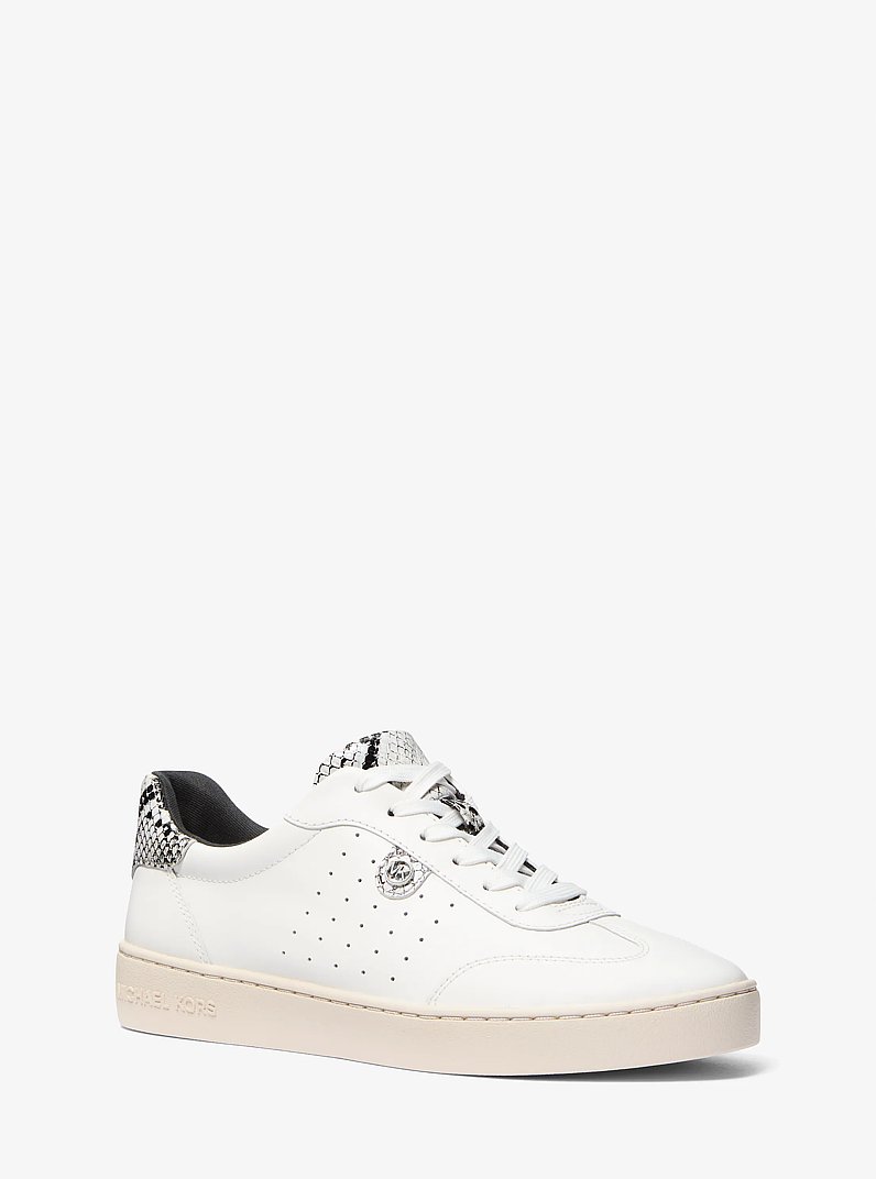 Scotty Snake Embossed Leather Sneaker in ALUMINUM | Michael Kors
