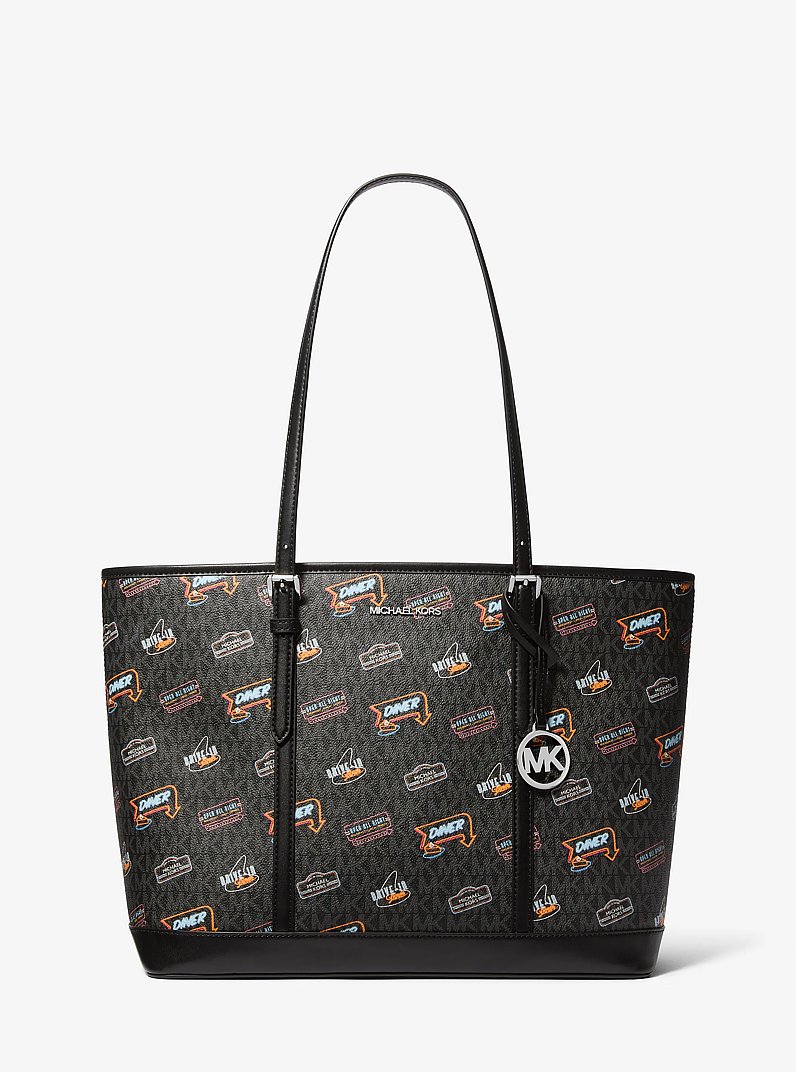Michael Kors Jet Set Large Printed Signature Logo Tote Bag INTERNATIONAL SHIPPING