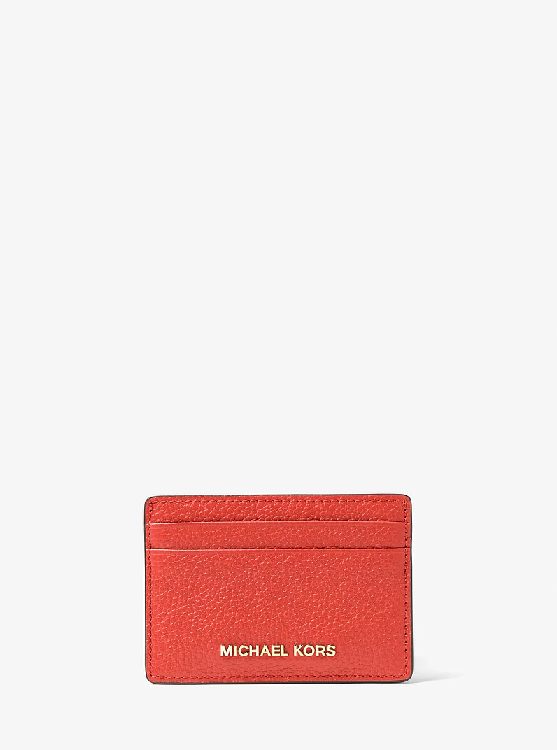 Pebbled Leather Card Case in SPICED CORAL | Michael Kors